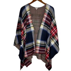 Talbots Plaid Knit Ruana One Size